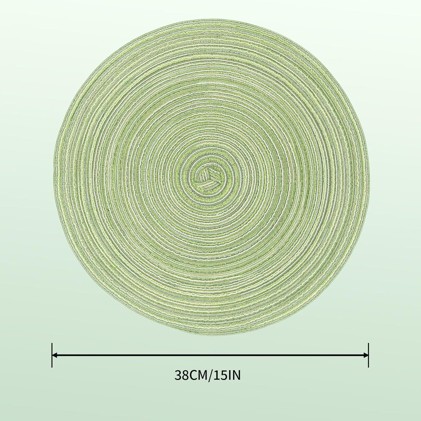 Juego de 6 manteles individuales redondos de 15 pulgadas color verde