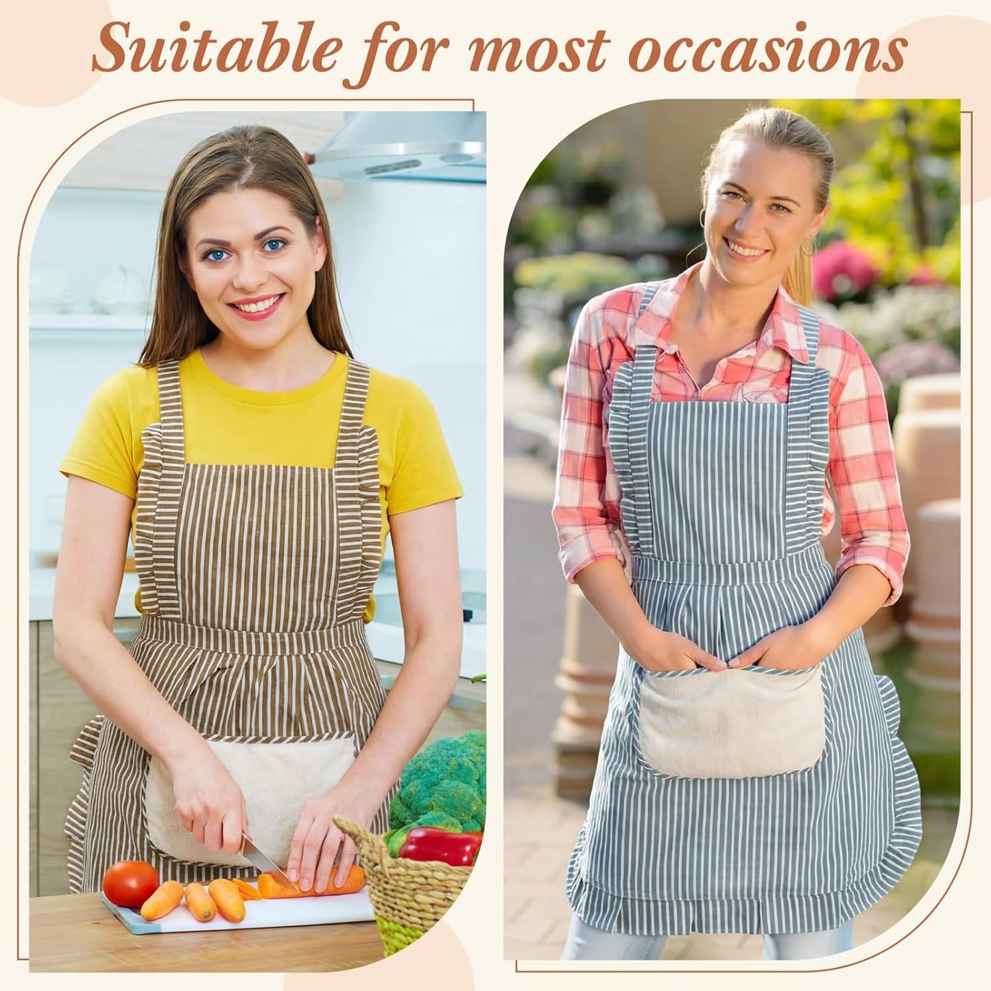 Delantal de cocina ajustable suave con bolsillos para mujer y hombre