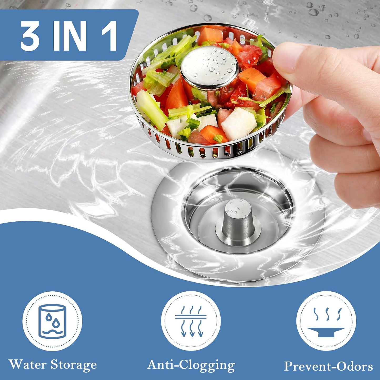 Set 2 Coladores Fregadero Acero Inox Antiobstrucción