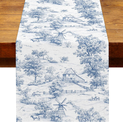 Toile de Jouy Camino Mesa Francés Chinoiserie Azul Cottagecore