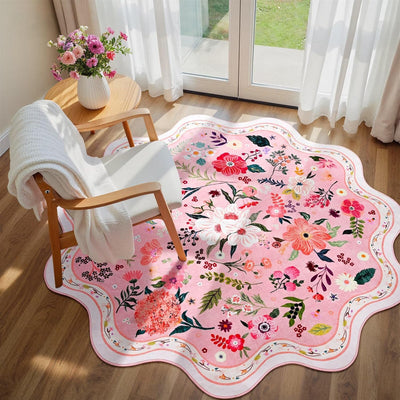 Alfombra redonda rosa antideslizante dormitorio niña