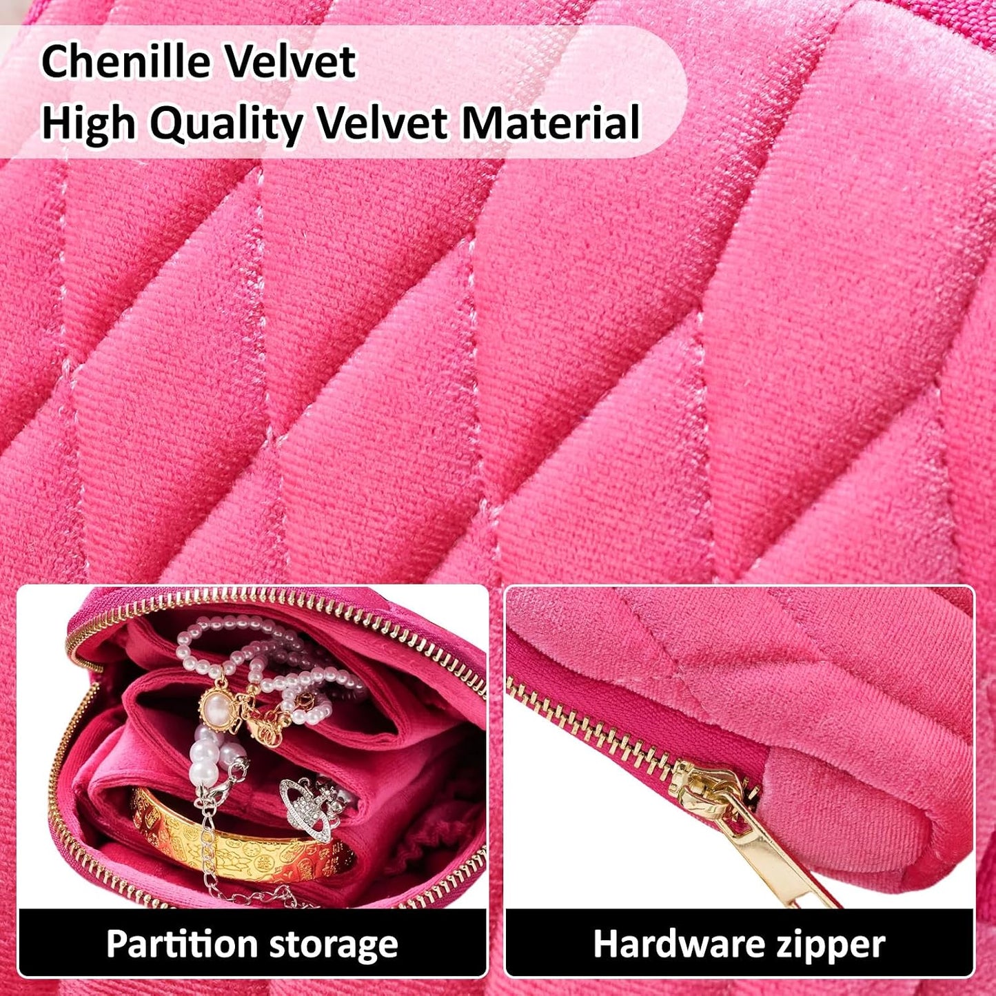 Funda viaje joyería terciopelo 5 capas con cremallera