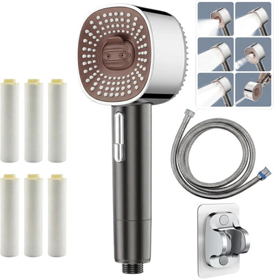 Cabezal ducha filtrado alta presión 6 modos desmontable 5 filtros