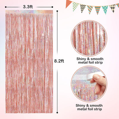 Cortinas flecos oro rosa paquete 2 telón fiesta