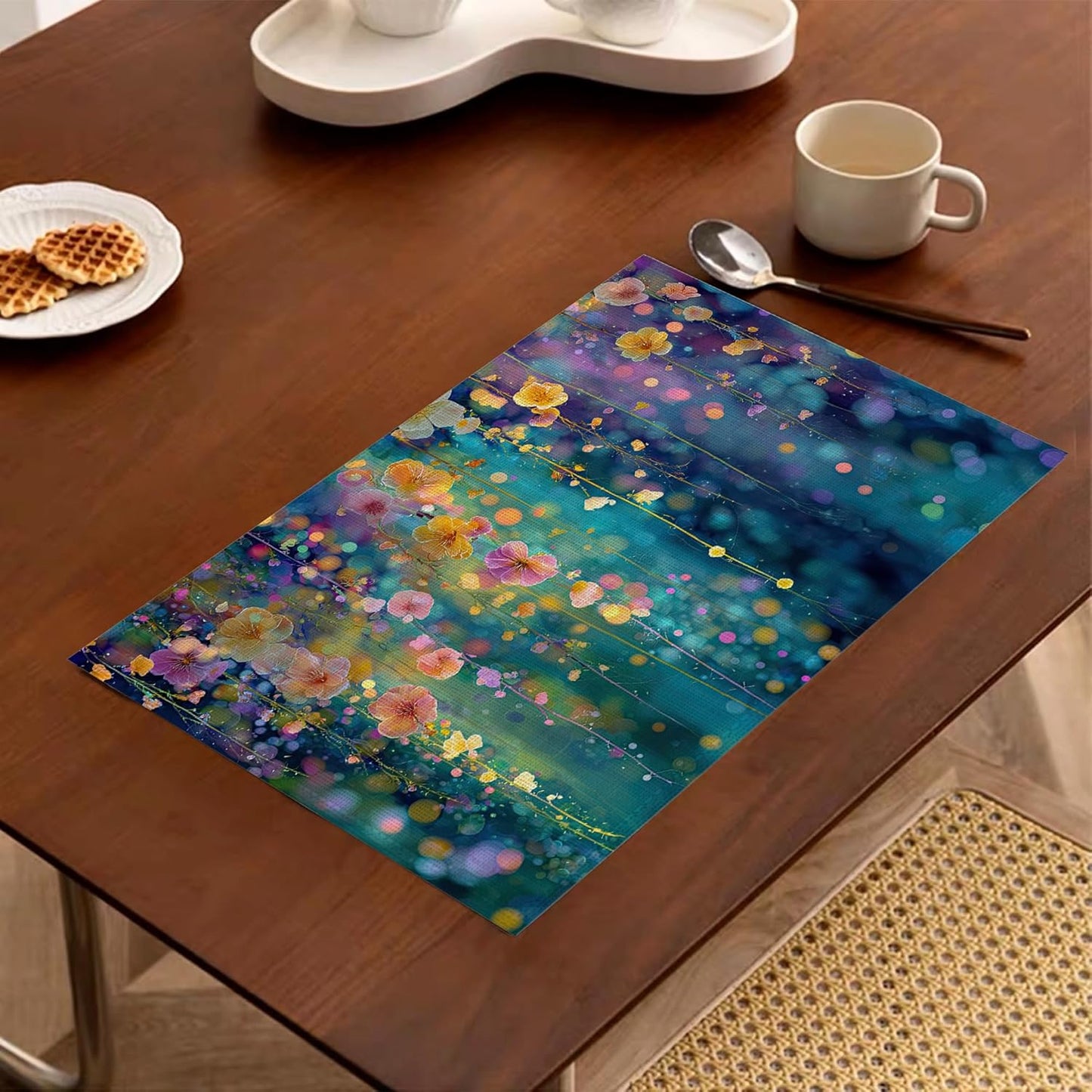 Set 6 Placemats Floral 12x18pulg Algodón Lavables
