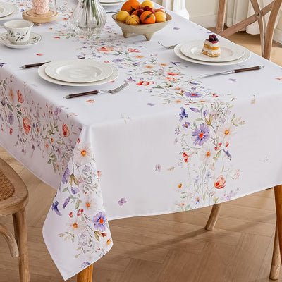 Mantel floral de primavera cuadrado con tulipanes impermeable para fiestas
