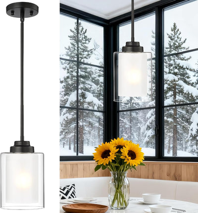 Lámpara colgante moderna 6pulg color negro mate