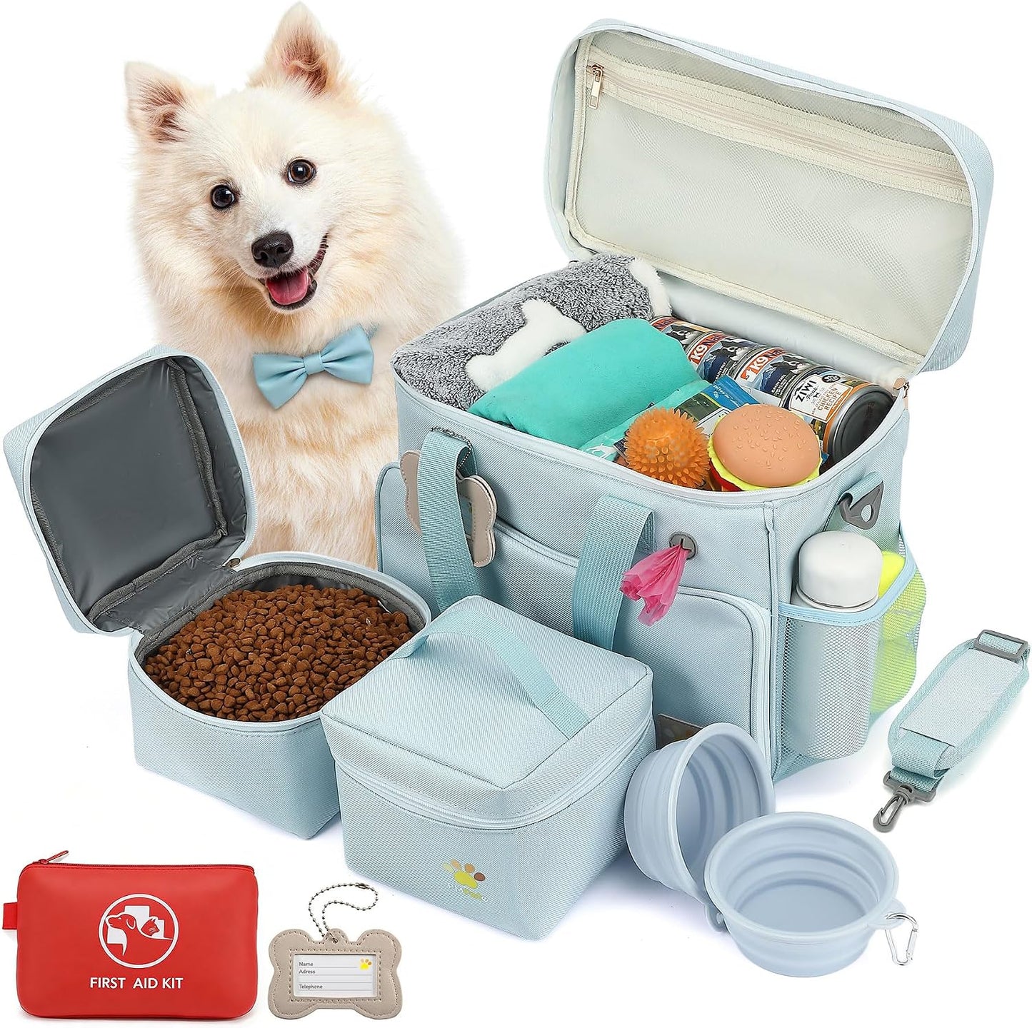 Bolsa viaje perros grande azul con compartimentos