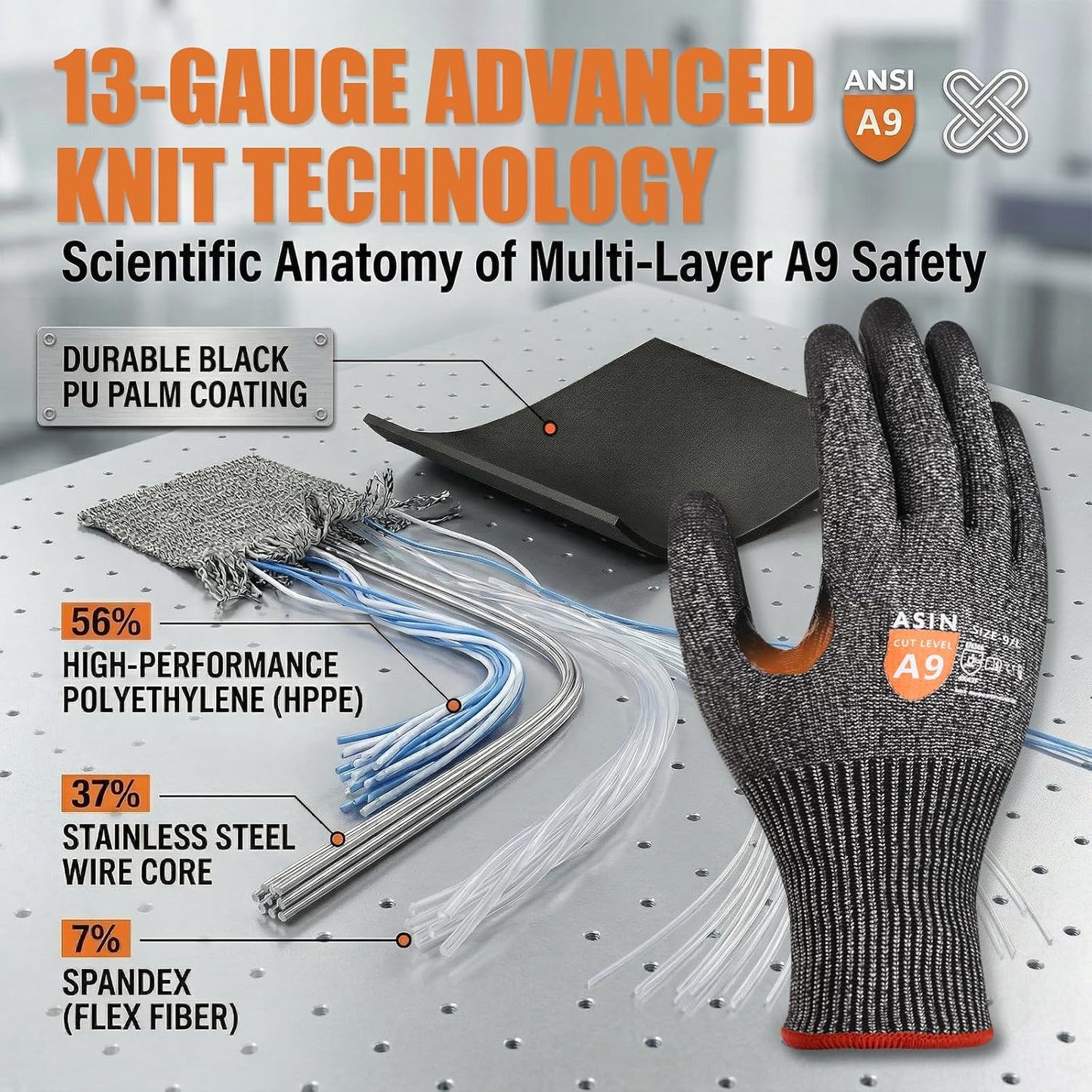 Guantes trabajo resist. cortes con pantalla táctil hombre
