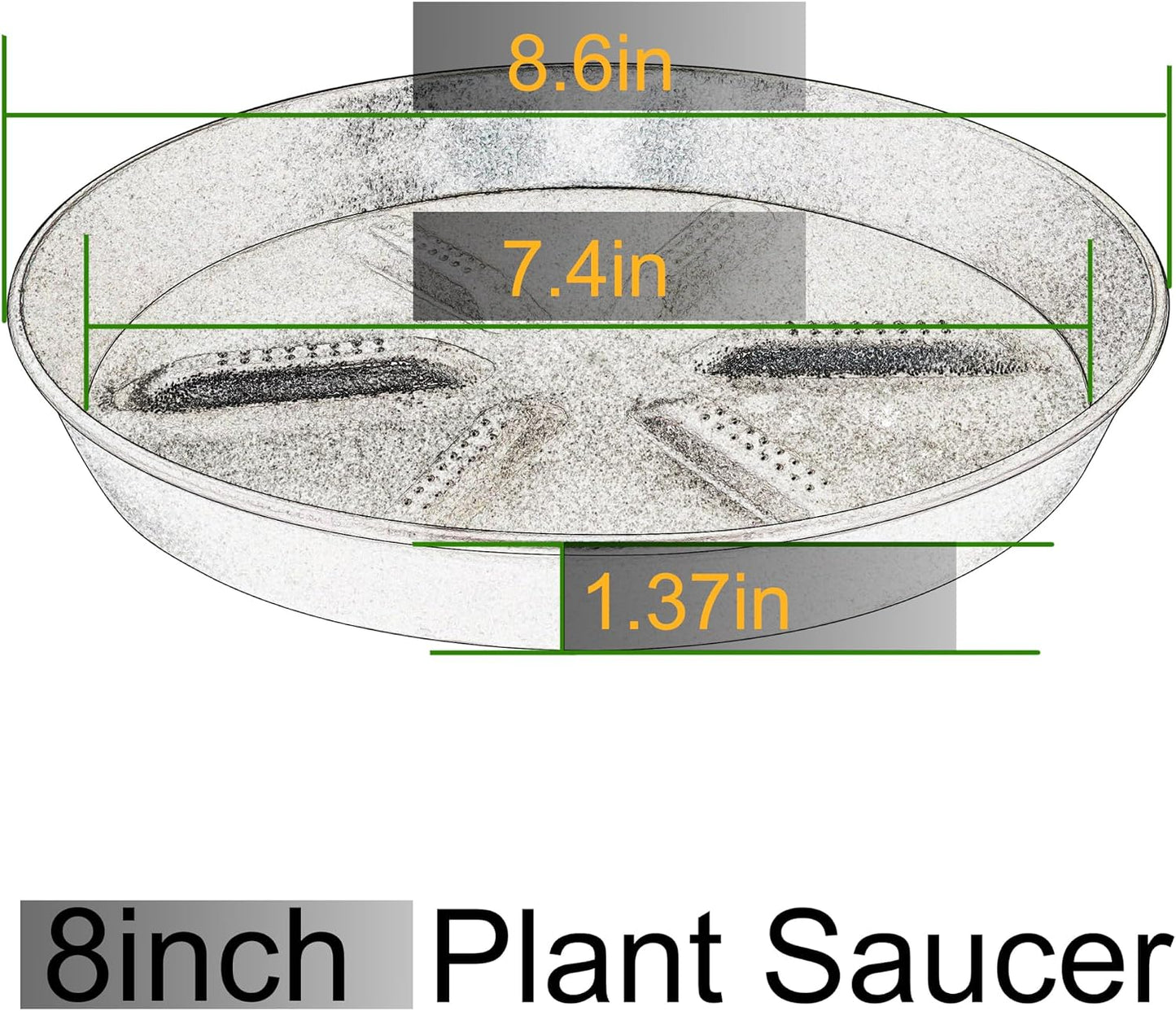 Platillo plantas 8pulg set 4 plástico resistente