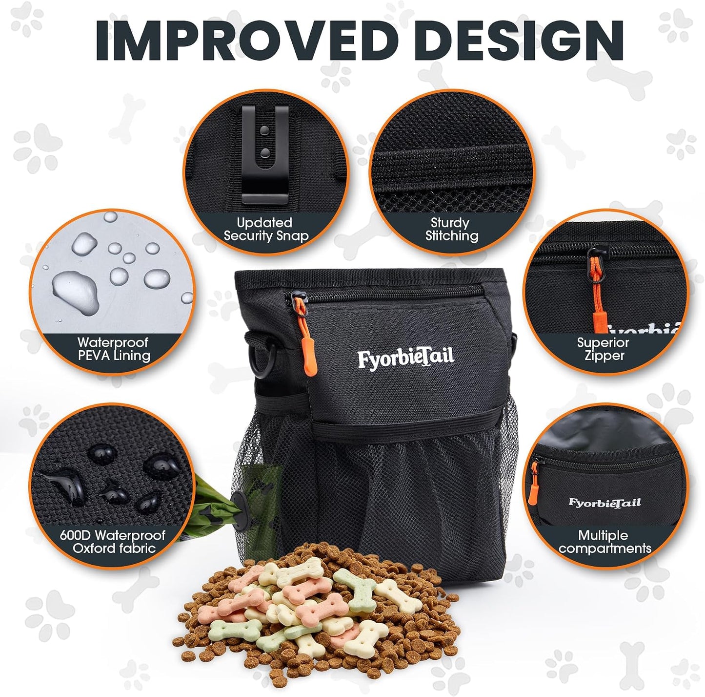 Bolsa golosinas perros 4 tazas impermeable con cierre magnético