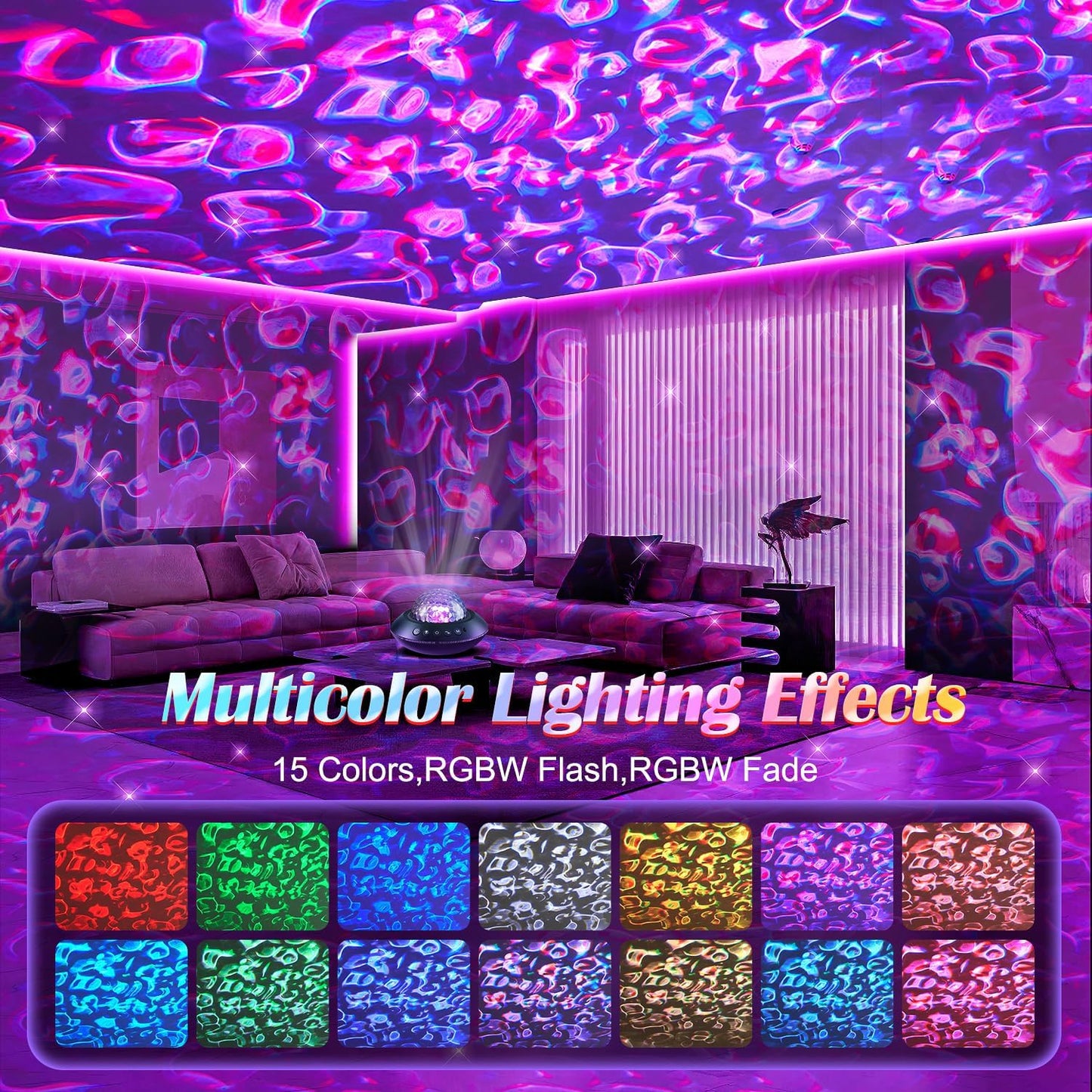 Proyector dormitorio galaxia Bluetooth 360° con temporizador