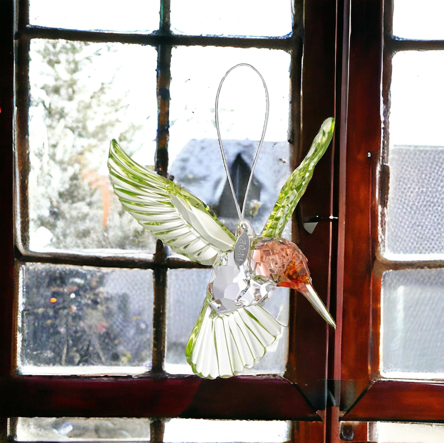 Atrapasoles cristal prisma adorno colibrí rojo con ventosa