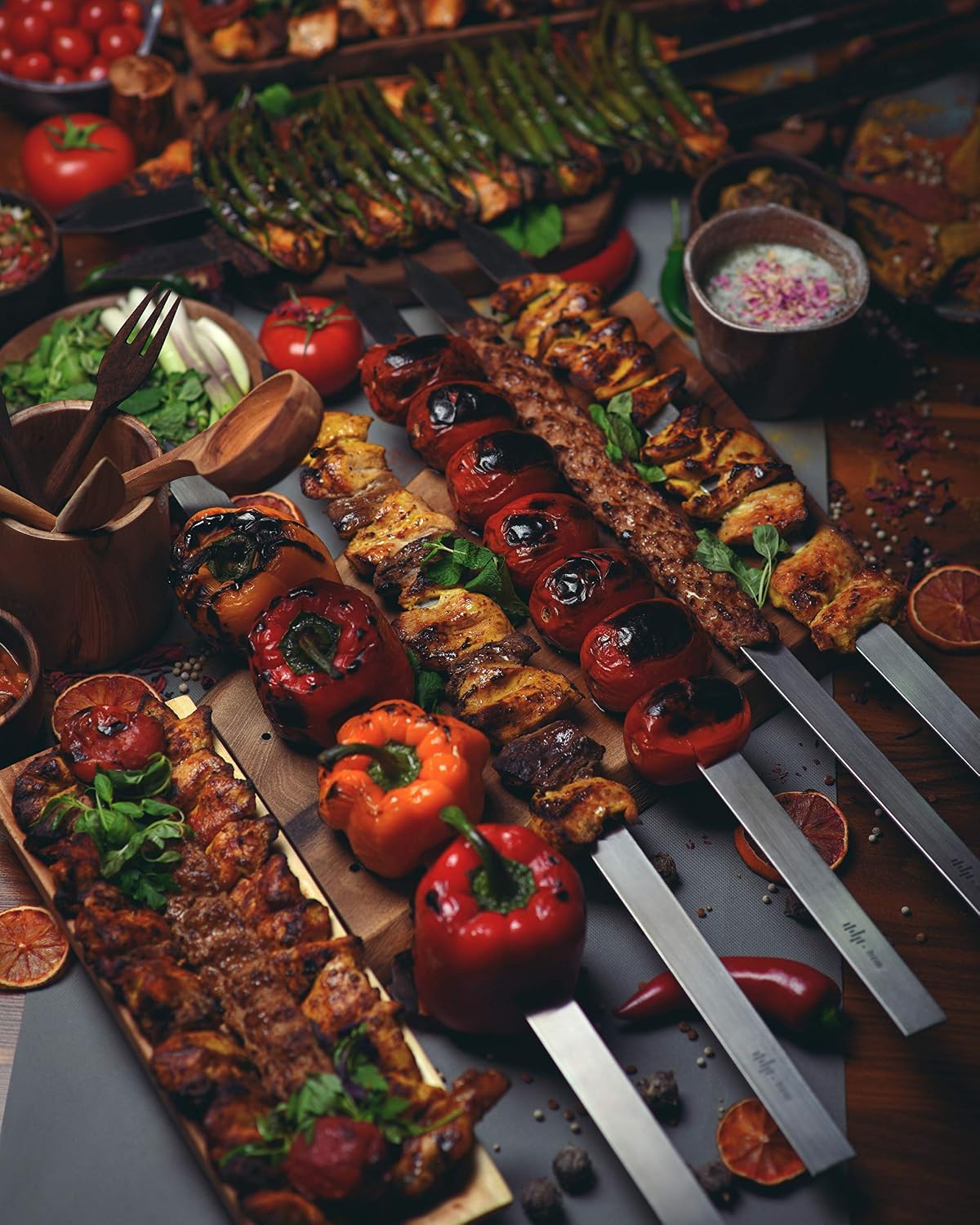 Brochetas planas Koobideh acero inox 1pulg sin madera
