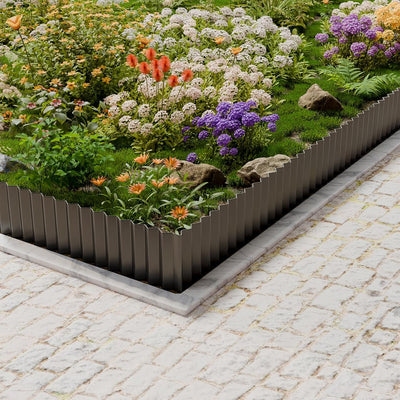 Borde jardín metal corrugado 4x10pulg para césped patio