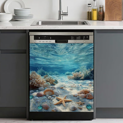 Cubierta magnética lavable con diseños de conchas y estrellas de mar para lavavajillas y refrigerador
