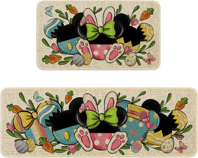 Alfombras de cocina para Pascua con ratón cartoon set de 2