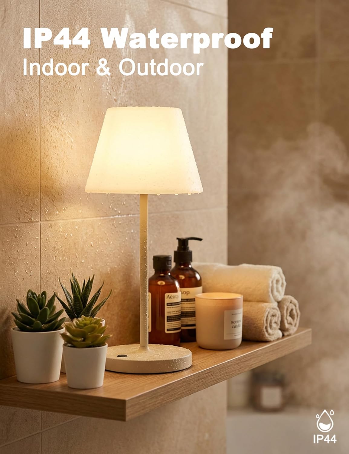 Lámpara mesa LED inalámbrica recargable 2700K tacto impermeable