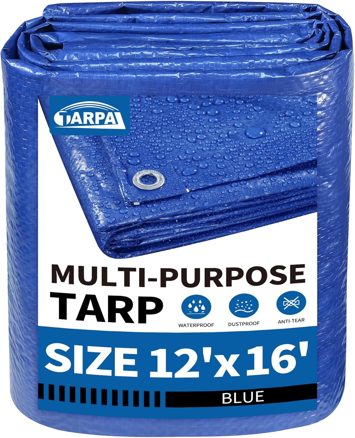 Lona azul 12x16ft impermeable 5mil para leña y camping