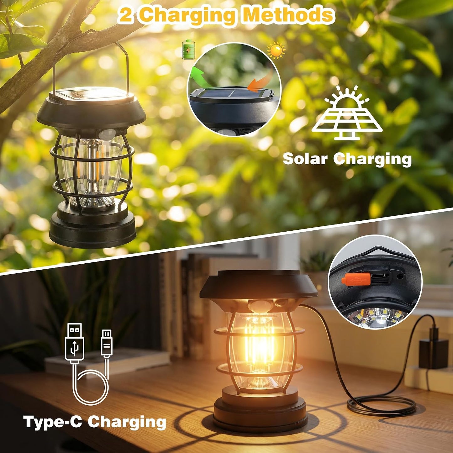 Set 2 Faroles Solar Pared 4 Modos Impermeable