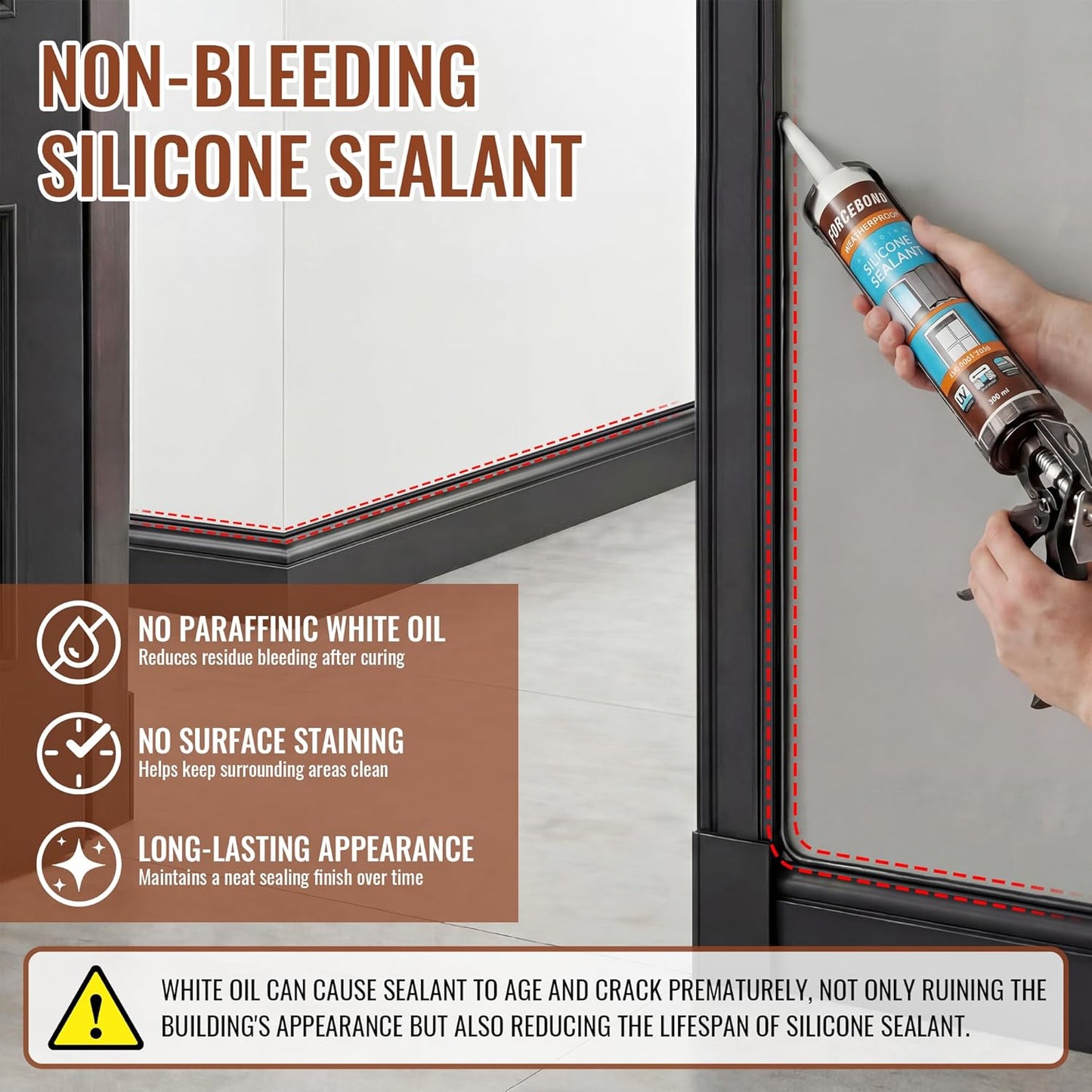 Sellador silicona negra 10.1oz para ducha baño ventanas