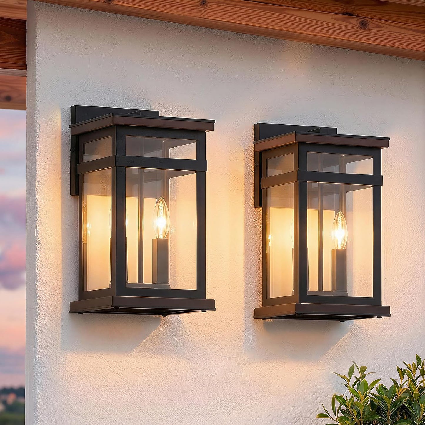 Lámpara pared porche 15pulg exterior impermeable grano negro