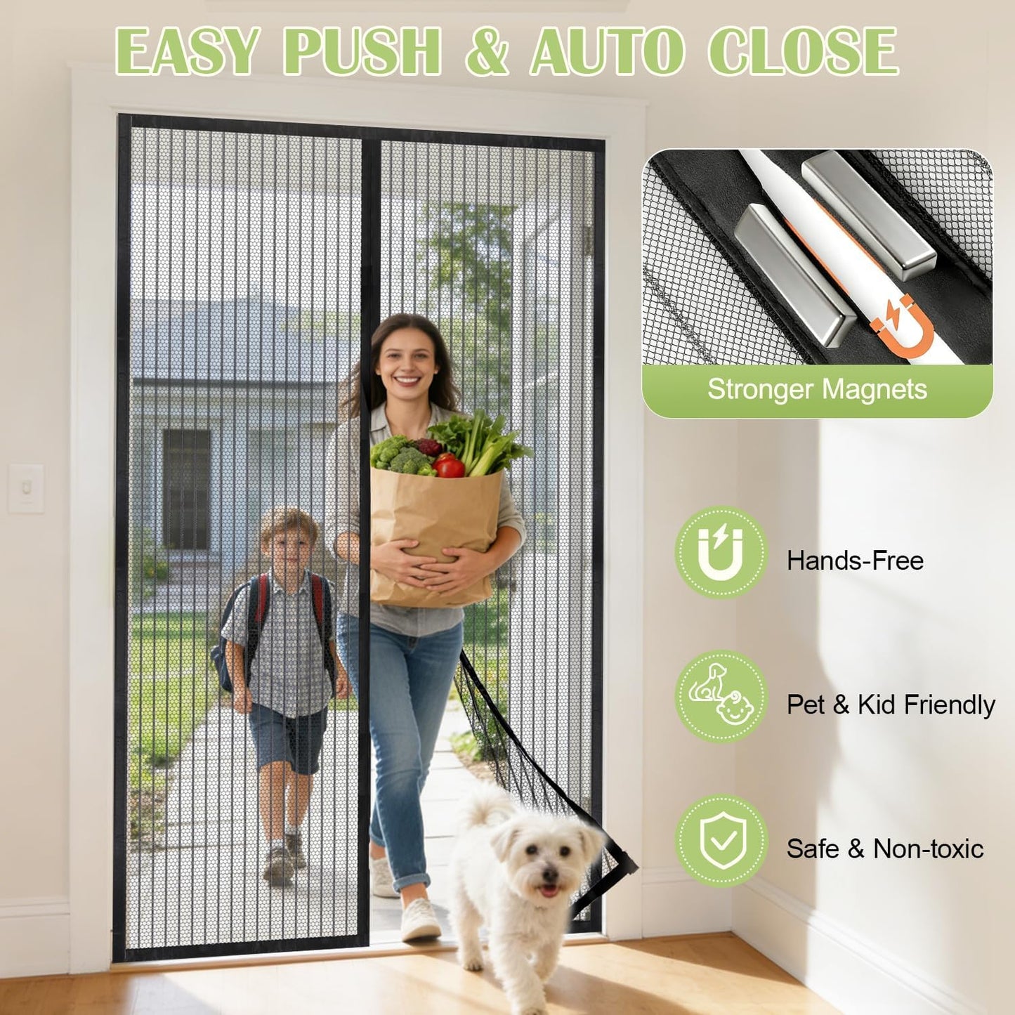 Pantalla magnética puerta 36x80pulg malla auto cerrante