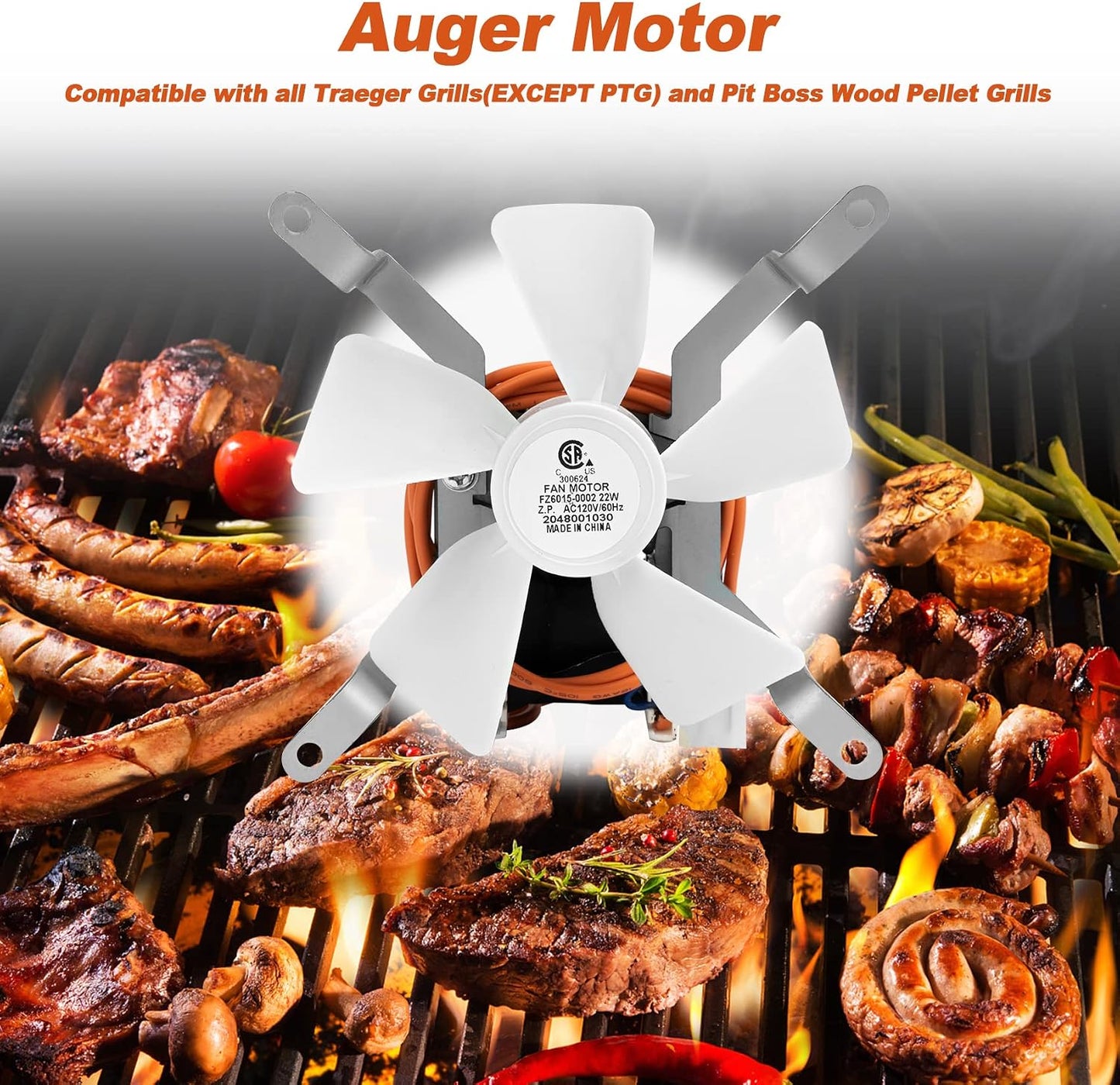 Kit repuesto ventilador parrilla pellets Pit Boss Traeger Camp Chef Blanco