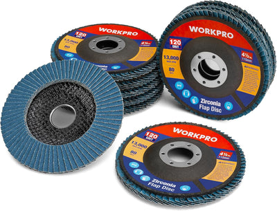 Paquete 10 discos solapa 4-1/2pulg 7/8pulg T29 circonita grano 120