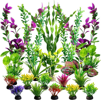 Kit 22 Pzas Plantas Plástico Decoración Acuario