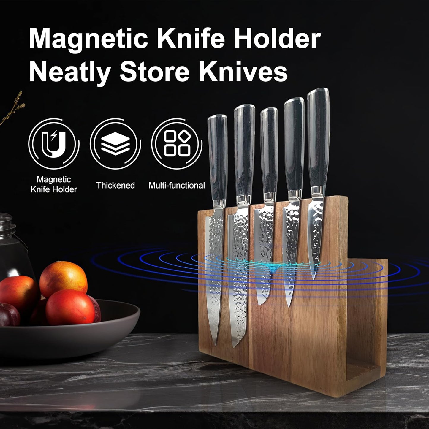 Set 4 Tablas Cortar Madera Sólida Con Soporte Magnético
