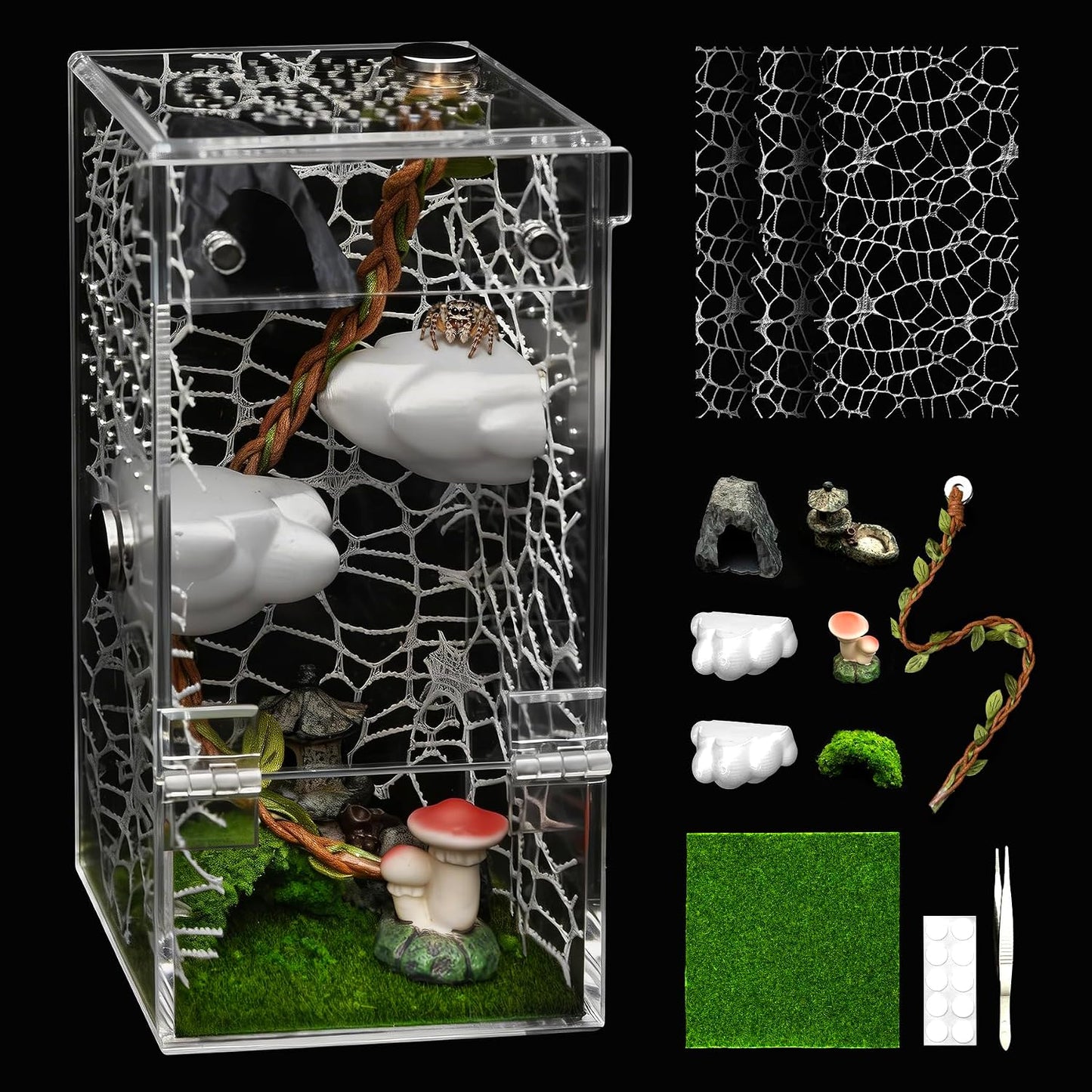 Kit jaula arañas acrílico puerta magnética