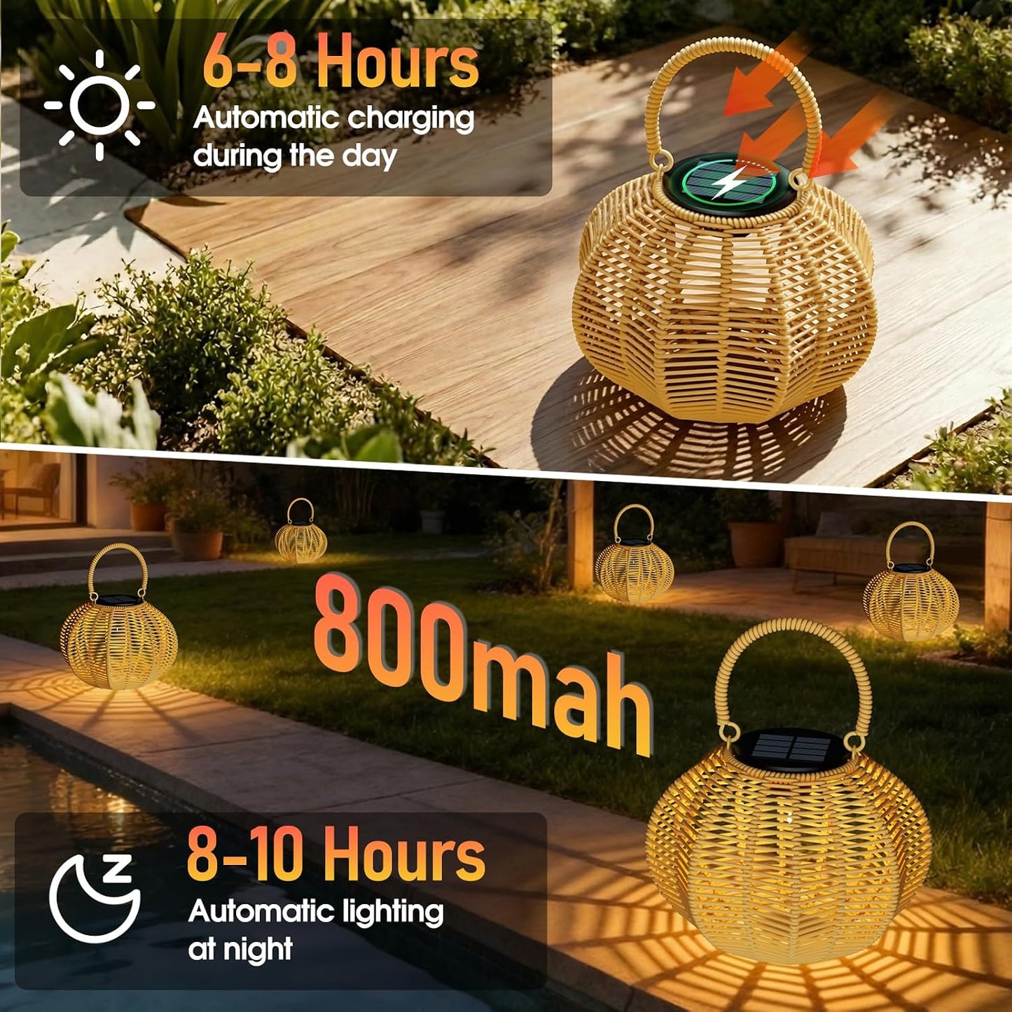 Farol solar impermeable decorativo para exteriores