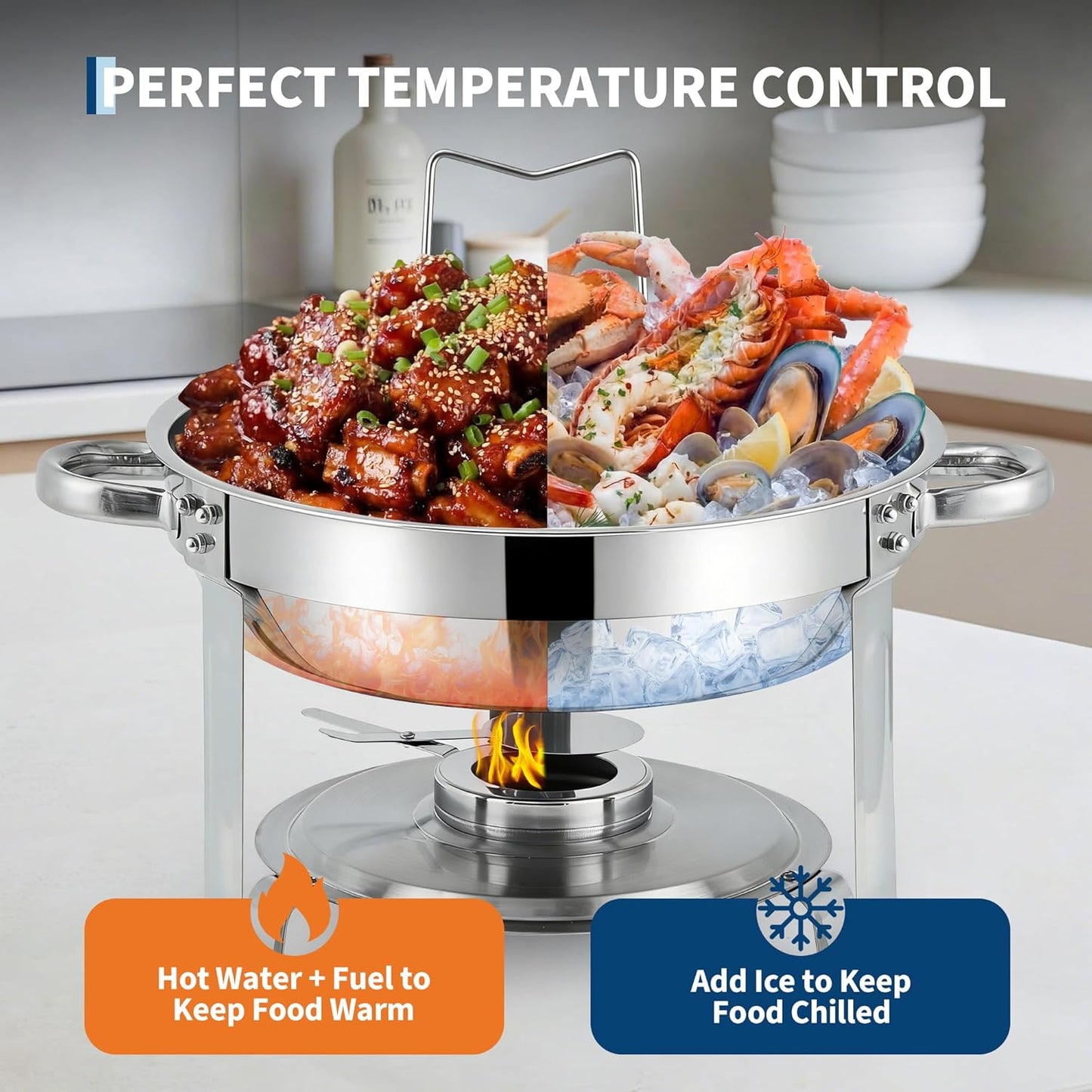 2 Pzas Platos Bufé Redondos 5qt Con Tapa