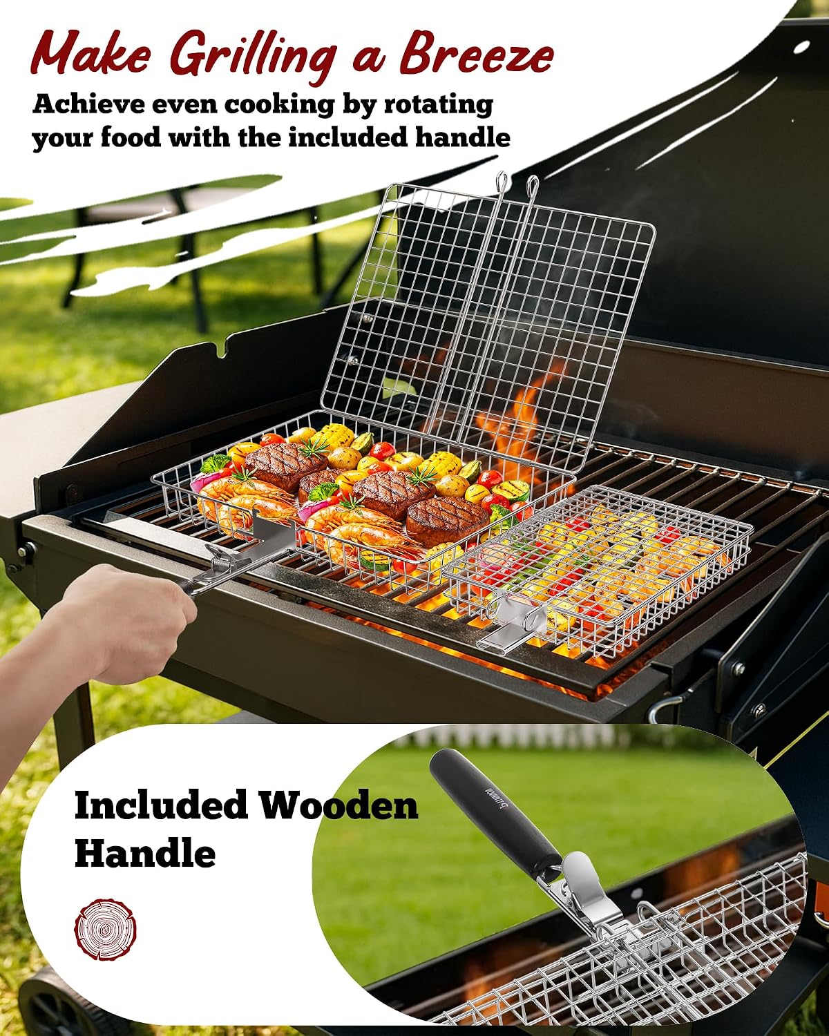 Cesta parrilla acero inox mango extraíble asar