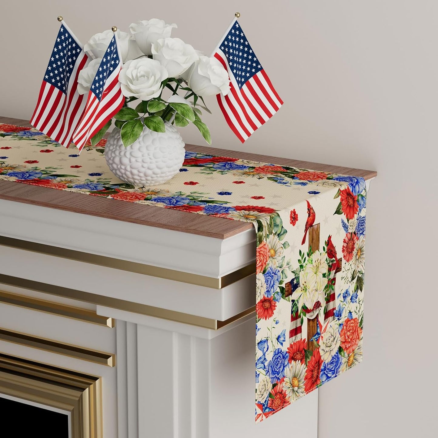 Cruz patriótica colorida 13x72pulg decoración mesa fiesta