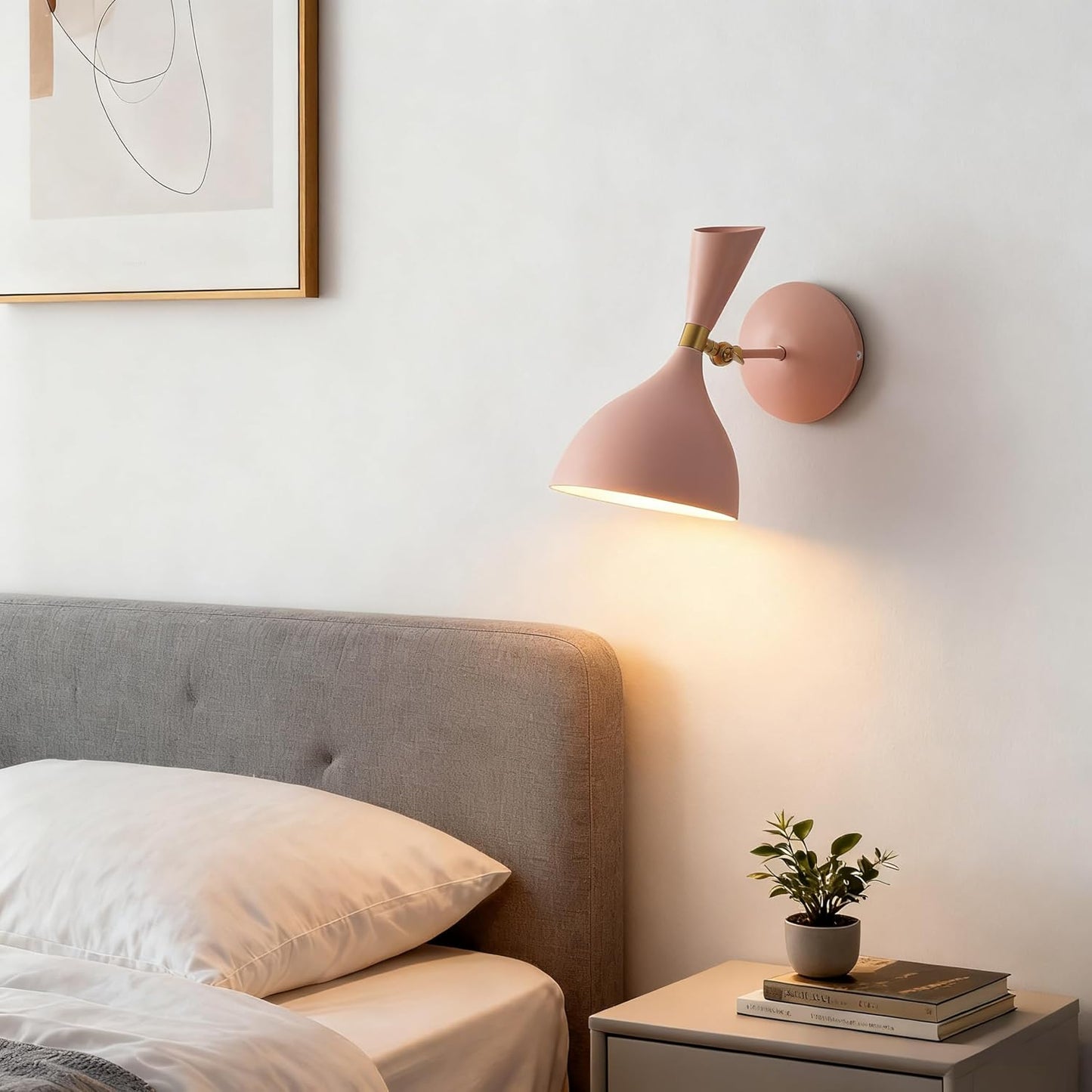 Lámpara pared LED hierro ajustable 10pulg rosa latón moderna
