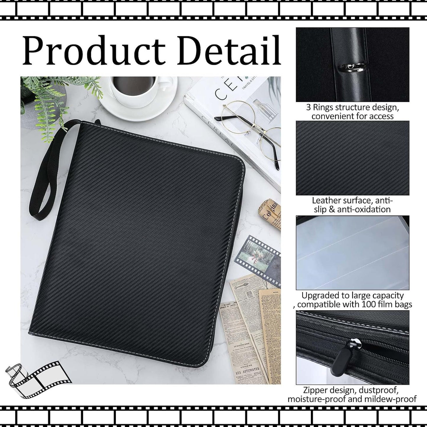 Caja almacenamiento con protector película sin ácido 3 anillos