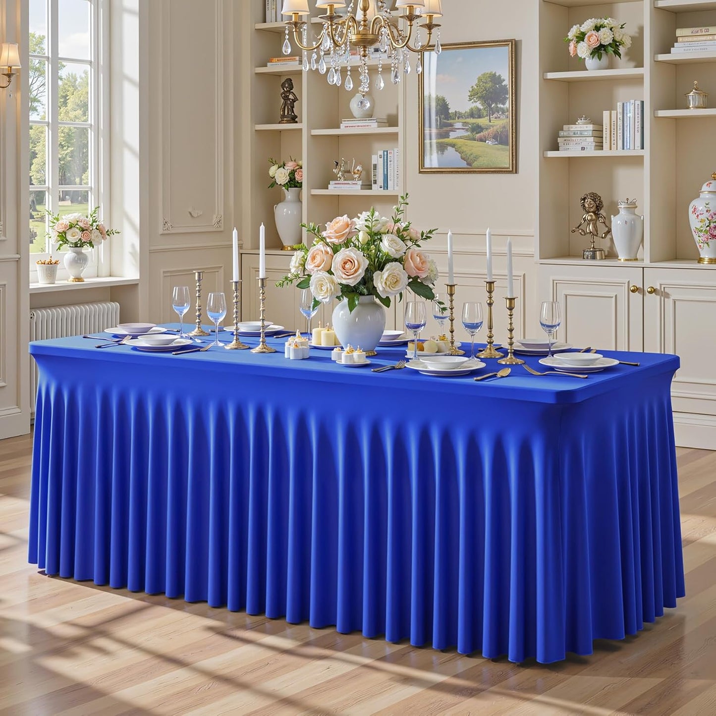 6 Manteles Elastano Azul Rey 6ft para Mesa Rectangular Bodas