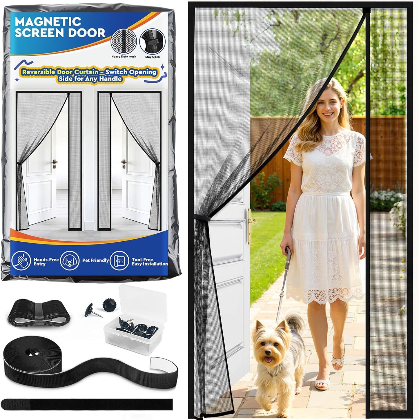 Malla mosquitera puerta 32x80pulg cierre magnético