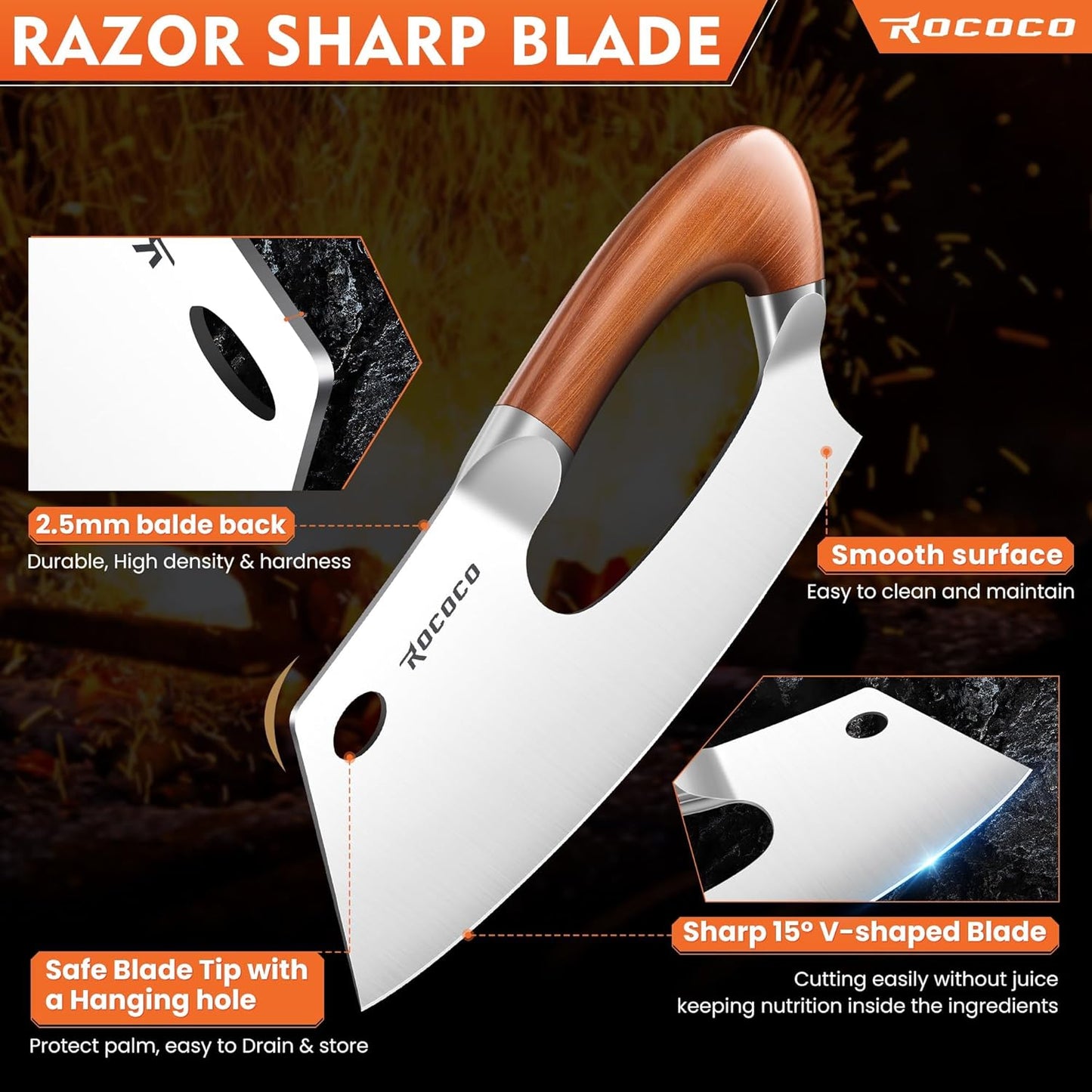 Cuchillo Ulu bronce acero inox para chef profesional