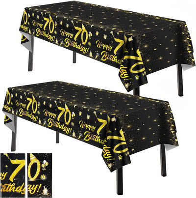 Mantel de plástico rectangular impermeable 108x54 pulgadas paquete de 2 color negro y dorado