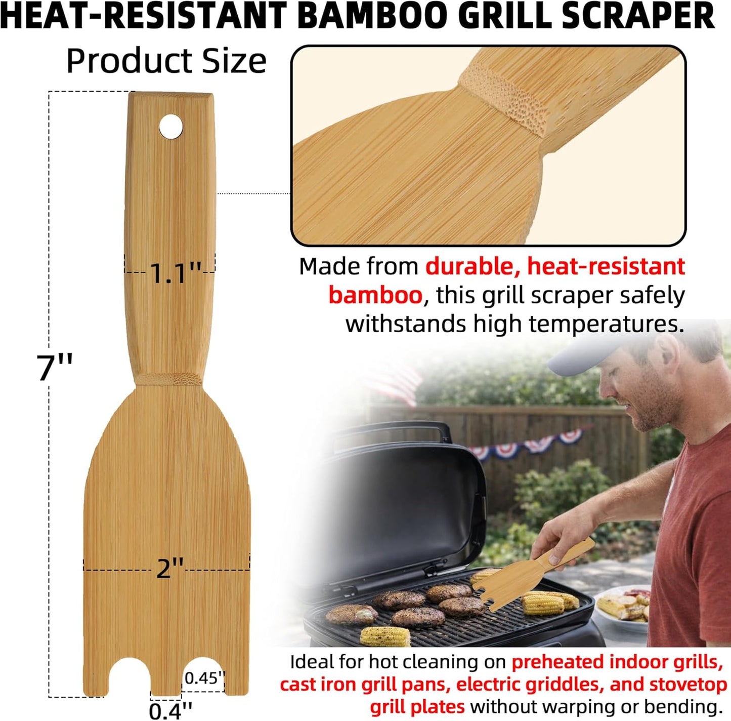 Raspador parrilla bambú comp George Foreman 1925B01B