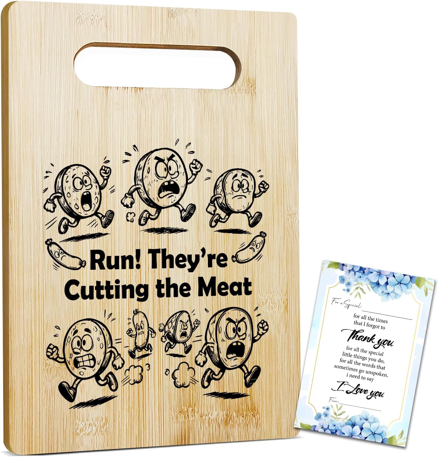 Tabla de cortar de bambú con broma de carne regalo para hombres y mujeres