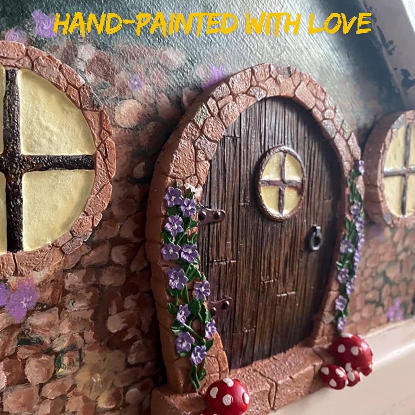 Puerta hadas con luz brilla oscuridad decoración