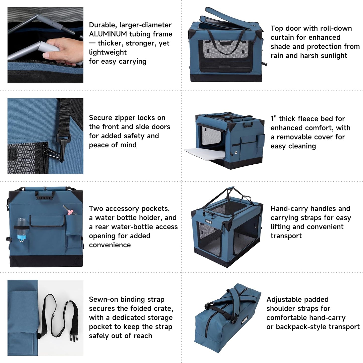 Jaula plegable perro 54pulg aluminio bolsa vellón