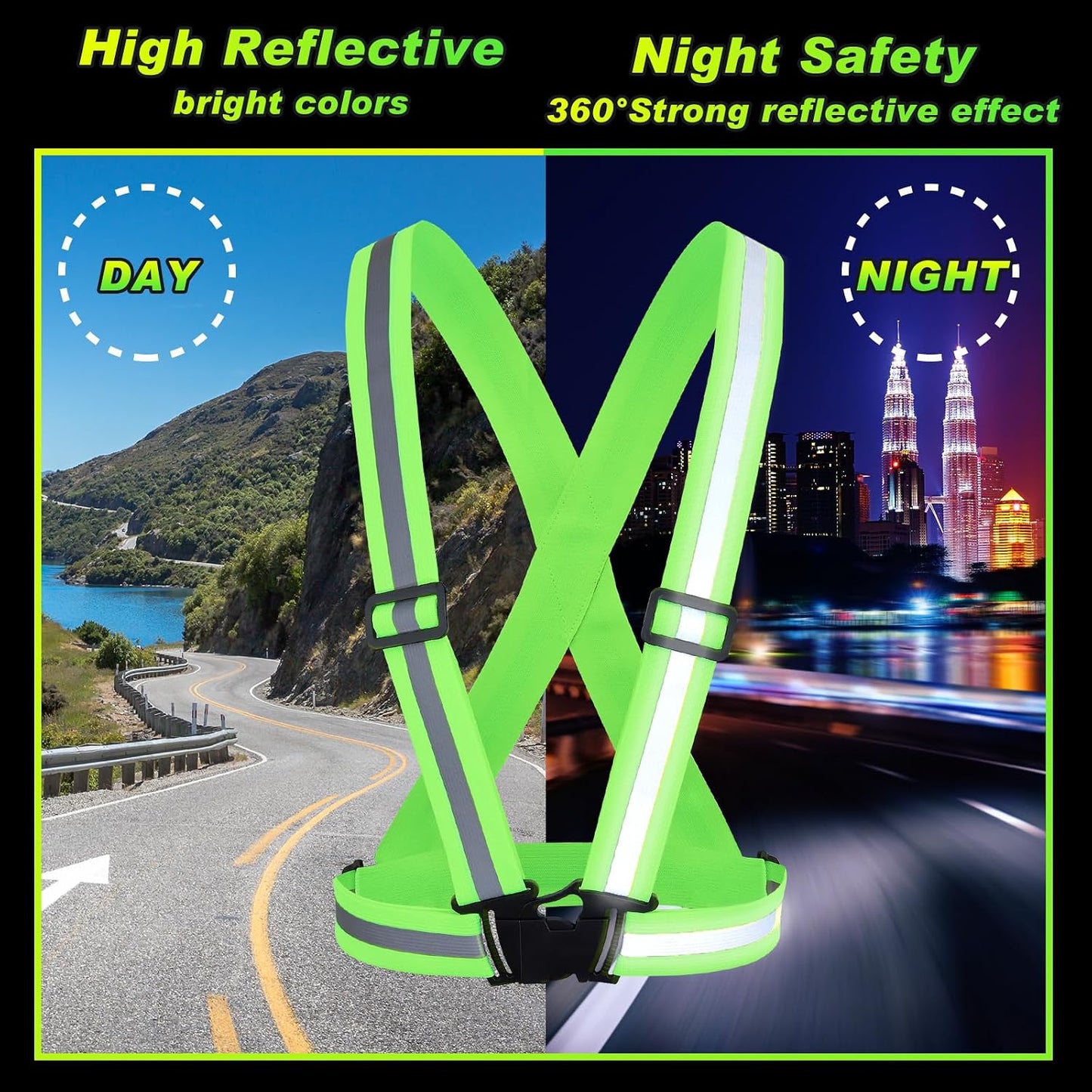 50 Chalecos Reflectantes Alta Visibilidad Correas Ajustables