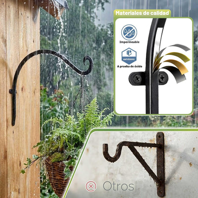 Colgador plantas hierro sólido 12pulg resistente viento