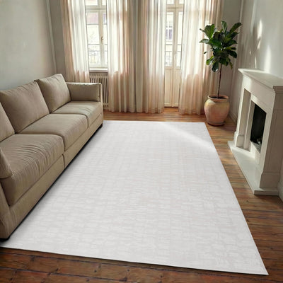 Alfombra sala dormitorio comedor 8x10ft lavable Oeko-TEX marfil