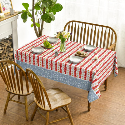 Mantel rectangular patriótico 60 x 84 pulgadas bandera floral rojo azul